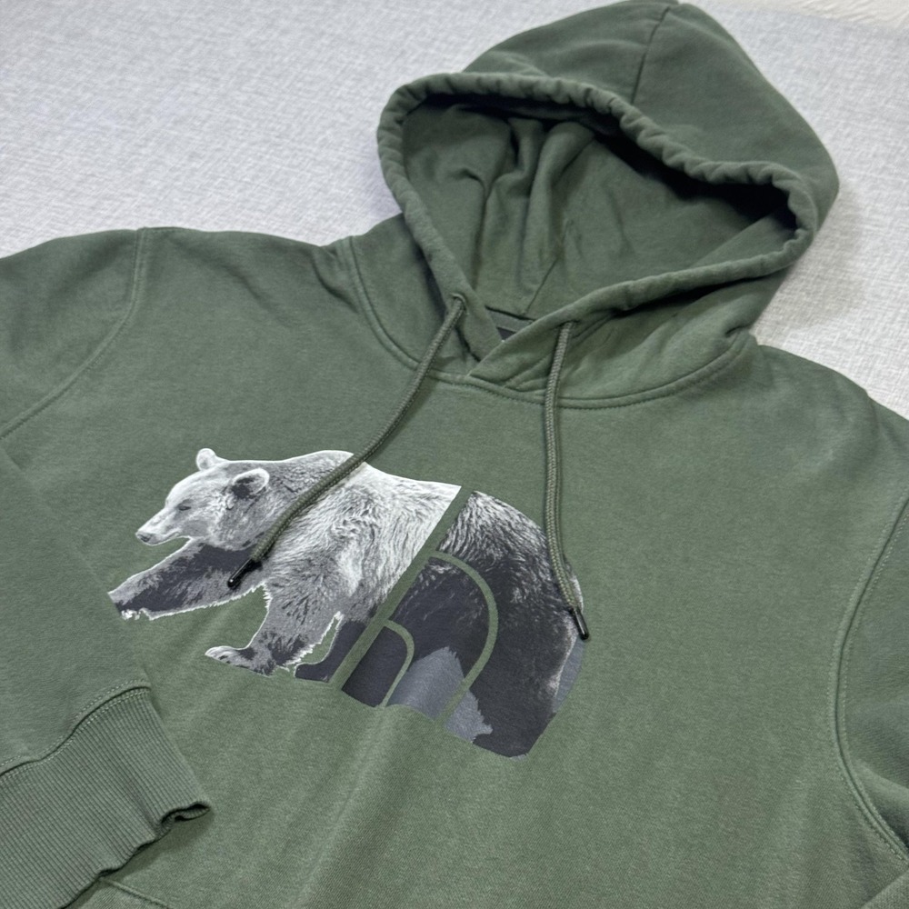 The North Face Hoodie Mens XL Green Pullover Fleece Hooded Graphic Bear